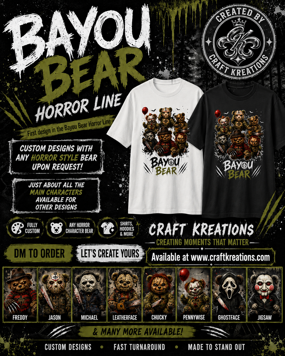 Bayou Horror Bear Graphic Tee
